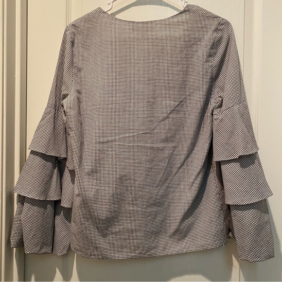 WAYF Micha Ruffle Sleeve Windowpane Top - Picture 6 of 11